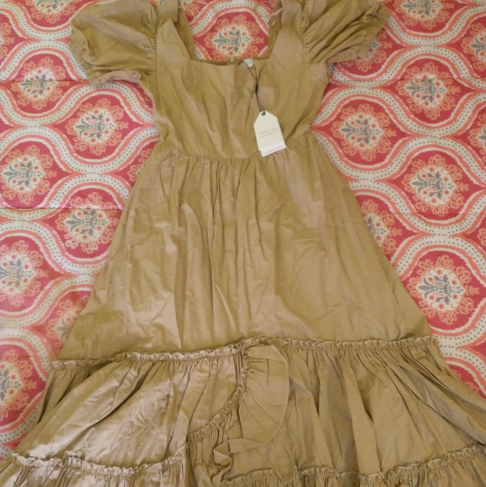 English Factory puff sleeve ruffle dress